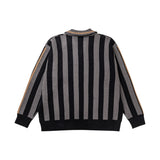 Collared Striped Knit Sweater