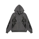 Vintage Totem Rhinestone Embellished Cardigan Hoodie