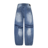 American Distressed Washed Curved Blade Jeans