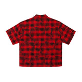 Red and Black Checkered Safety Pin Print Shirt