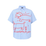 Striped Shirt with Dachshund Print Casual Shirt