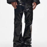 High Street Coated Glossy Flare Jeans