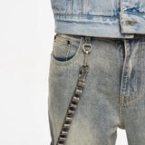 Detachable Leather Chain Flare Jeans