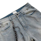 Detachable Leather Chain Flare Jeans