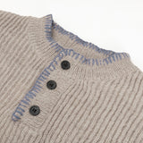 Wool Blend Henley Knit Sweater