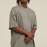 High Street Cotton Drop Shoulder Solid Color Tee