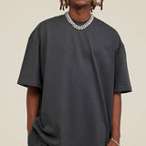 High Street Cotton Drop Shoulder Solid Color Tee