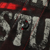 Red and Black Checkered Safety Pin Print Shirt