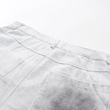 Double Waist Patchwork Distressed Pants