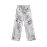 Double Waist Patchwork Distressed Pants